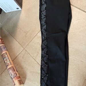 Express Black Pants with Embroidered Detailing